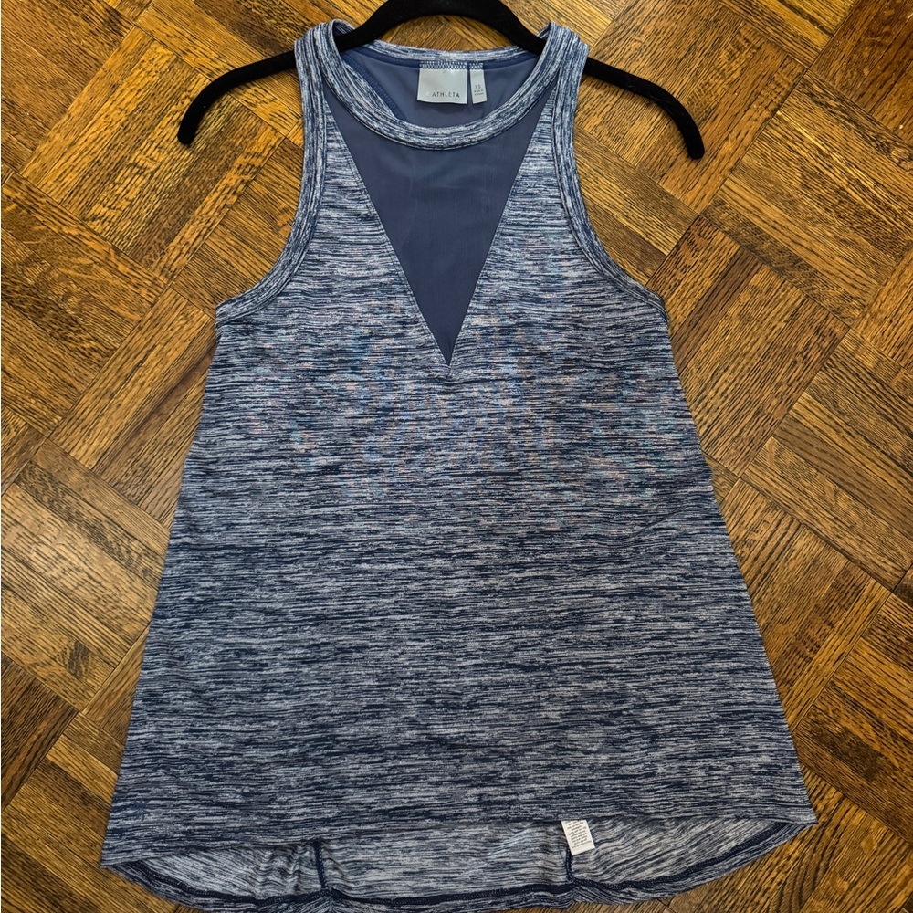 ATHLETA Utopia Blue Mesh Racerback Tank Excellent Condition XS Activewear